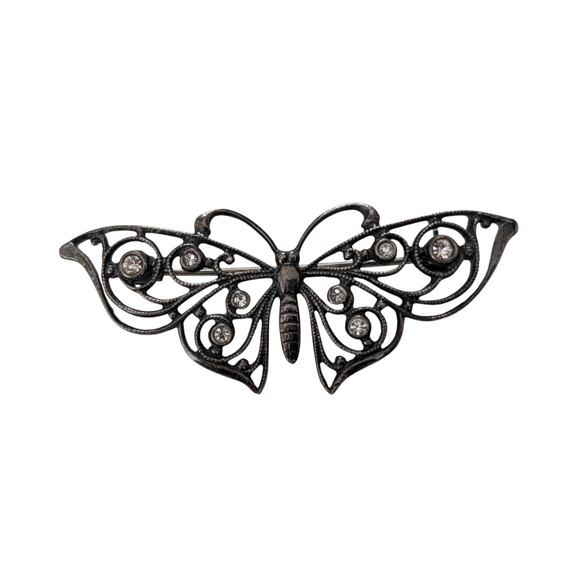 Lot of 2 925 Sterling Silver Brooch Pin with Rhinestone - Picture 2 of 7